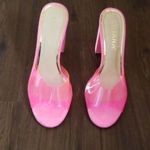 Pink jelly strap heels